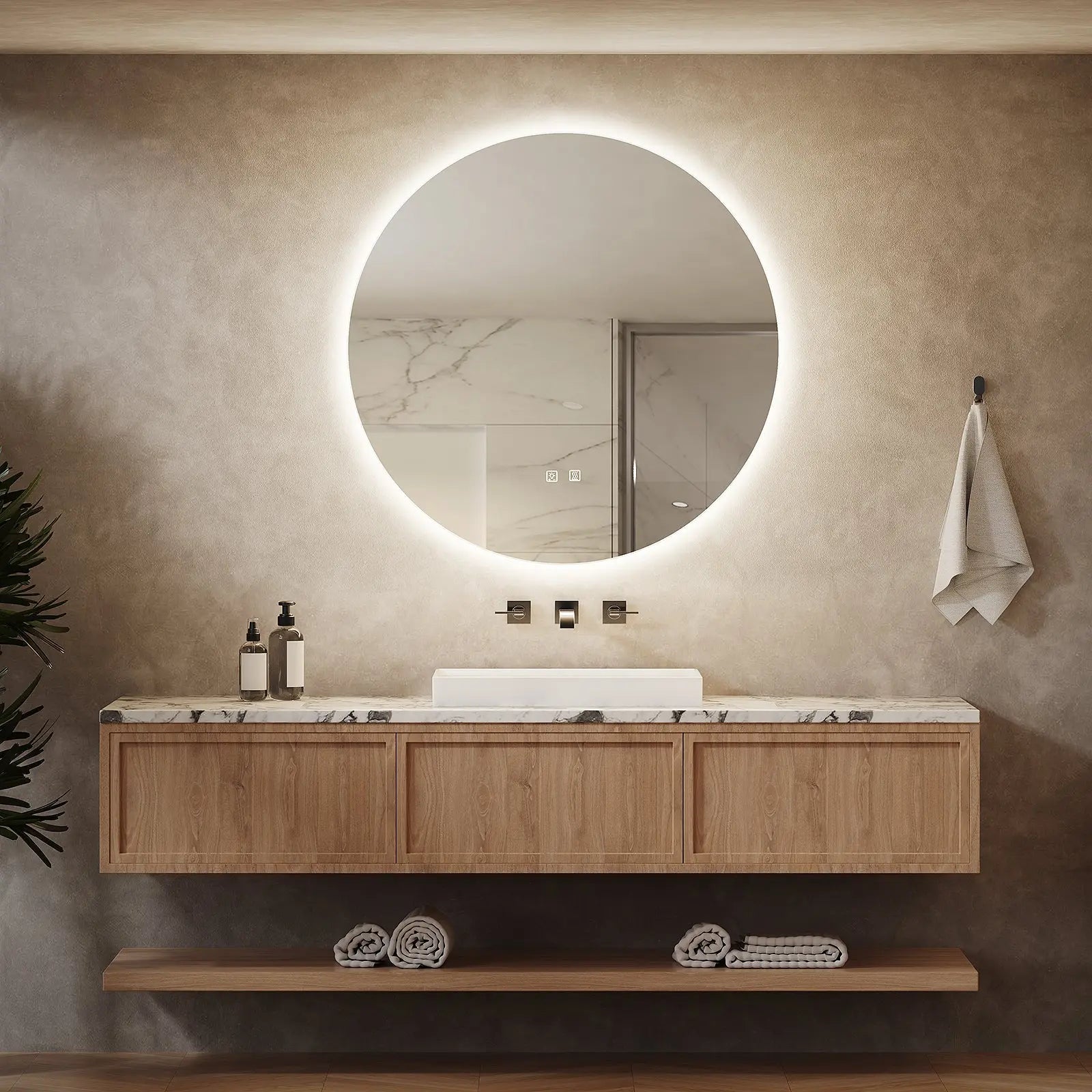 Round LED BATHROOMS Vanity  Mirrors With Dimmable Lights