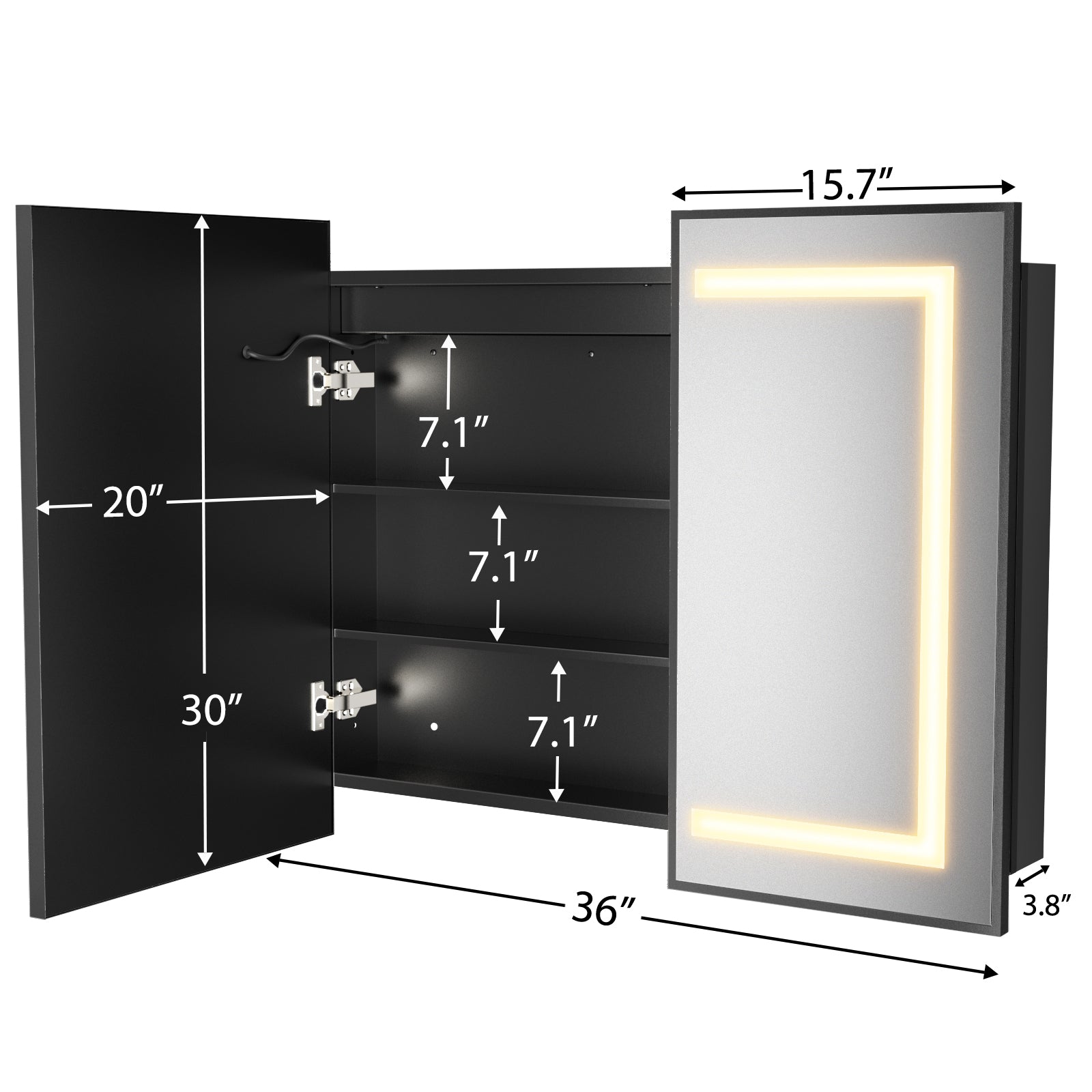 Hausvita Framed Recessed LED Light Bathroom Medicine Cabinet -medium