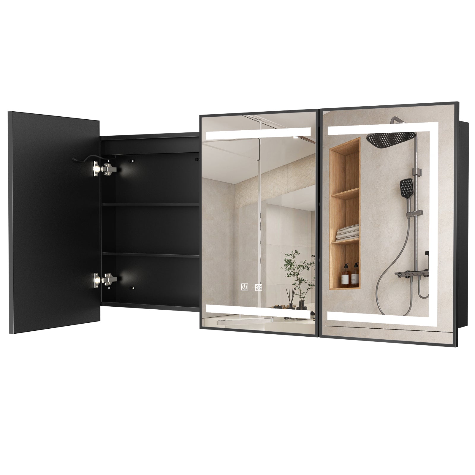 Hausvita Framed Recessed LED Light Bathroom Medicine Cabinet -Lager