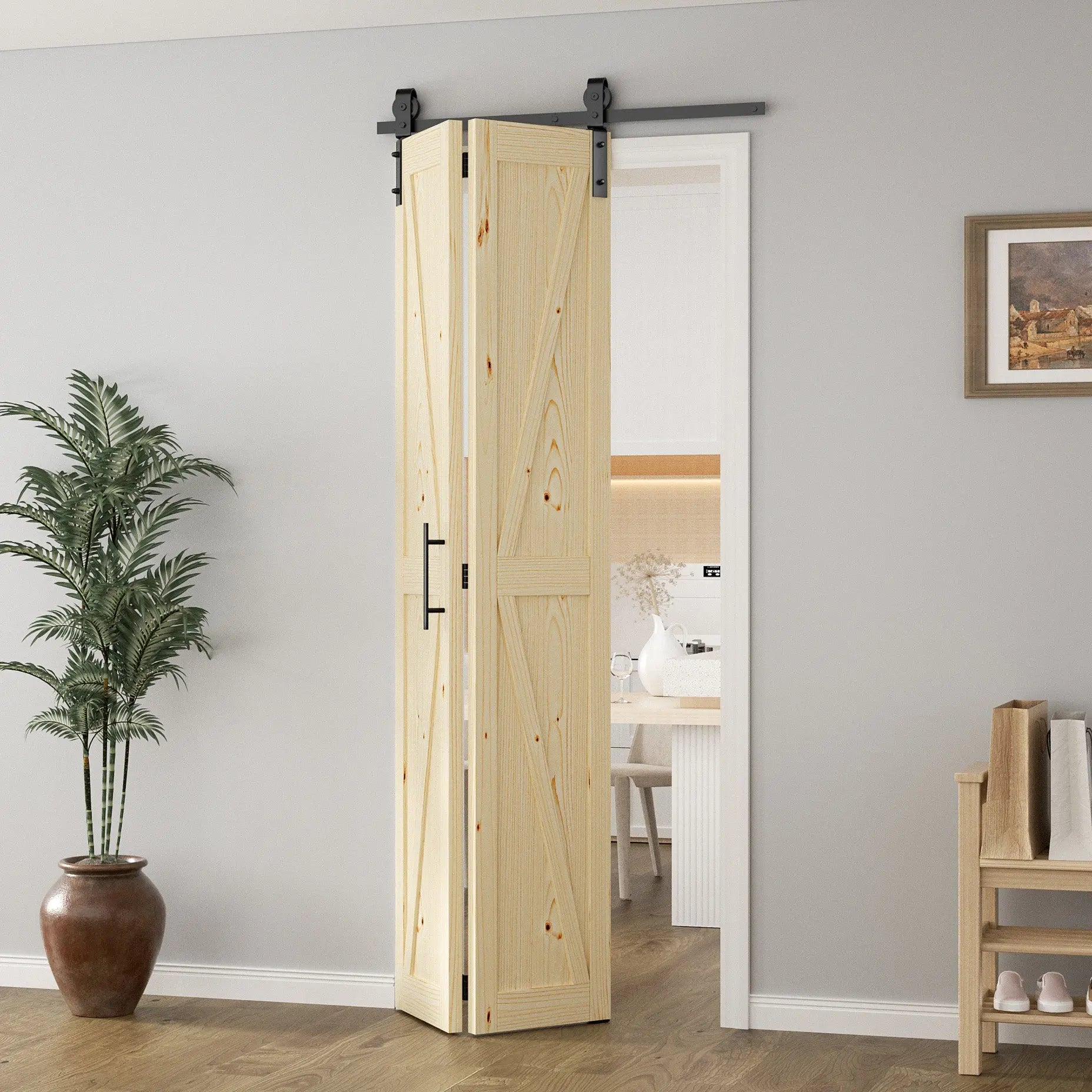 30in x 84in Bifold Barn Door with Hardware Kit 