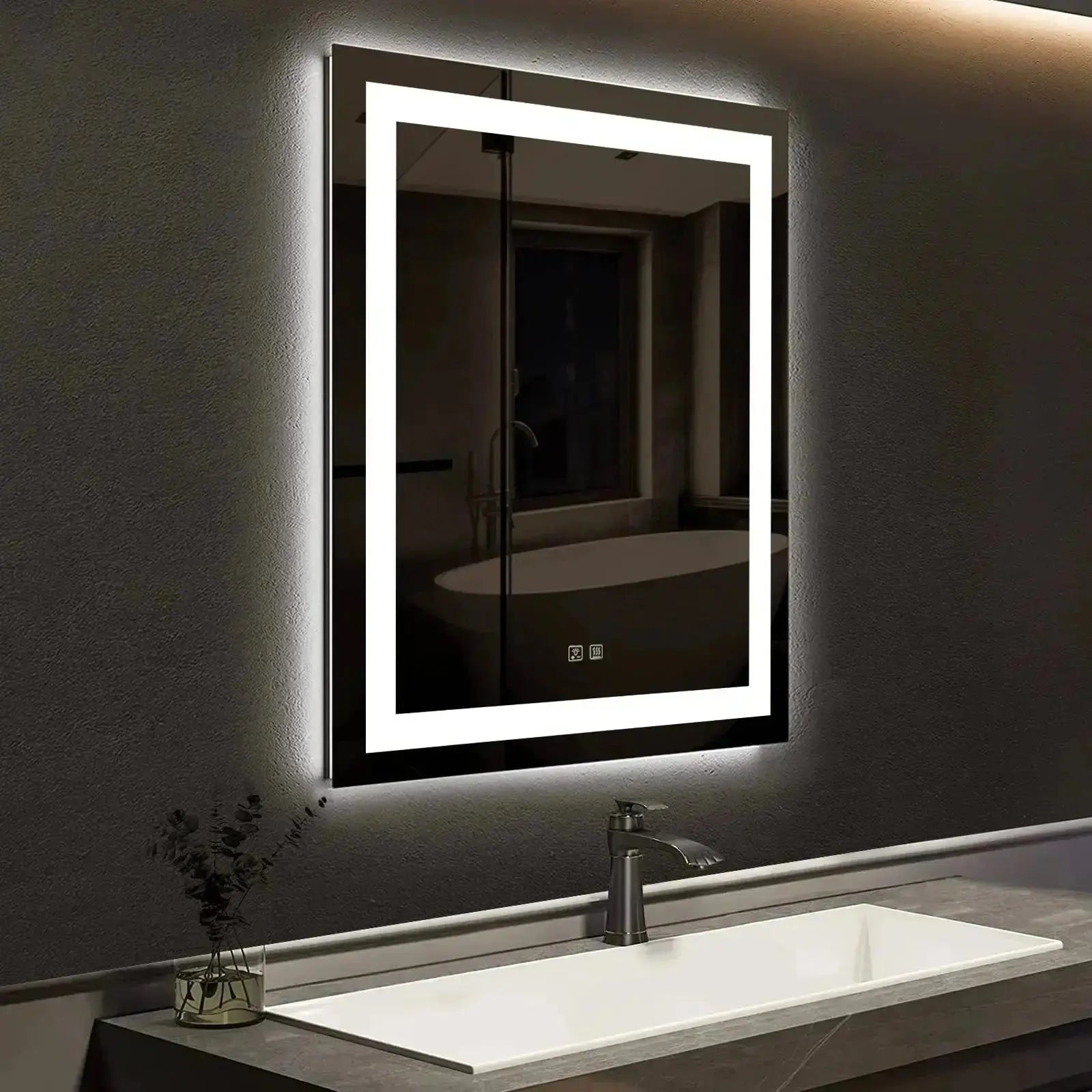 Compact Center Glow LED Bathroom Mirror 