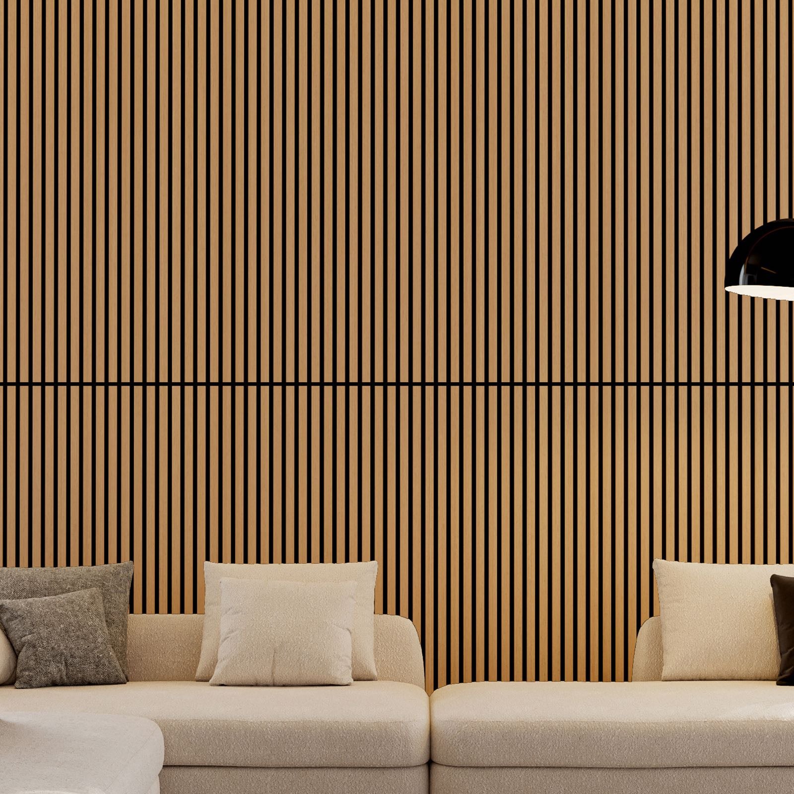 MDF White Oak Acoustic Slat Wood Wall Panels with 3 Sides Fully Wrapped