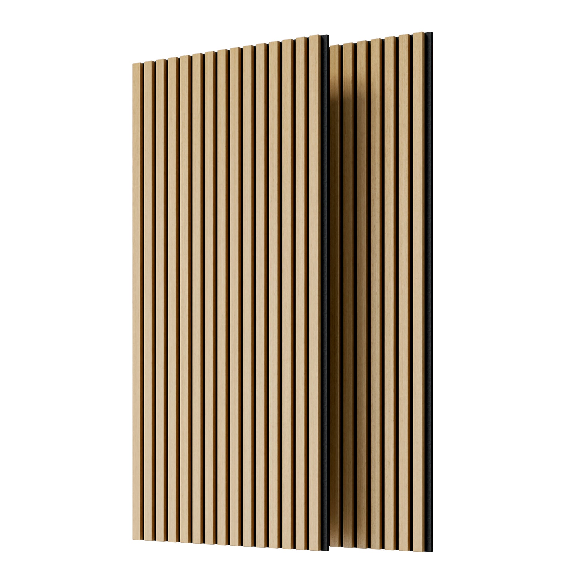MDF White Oak Acoustic Slat Wood Wall Panels with 3 Sides Fully Wrapped