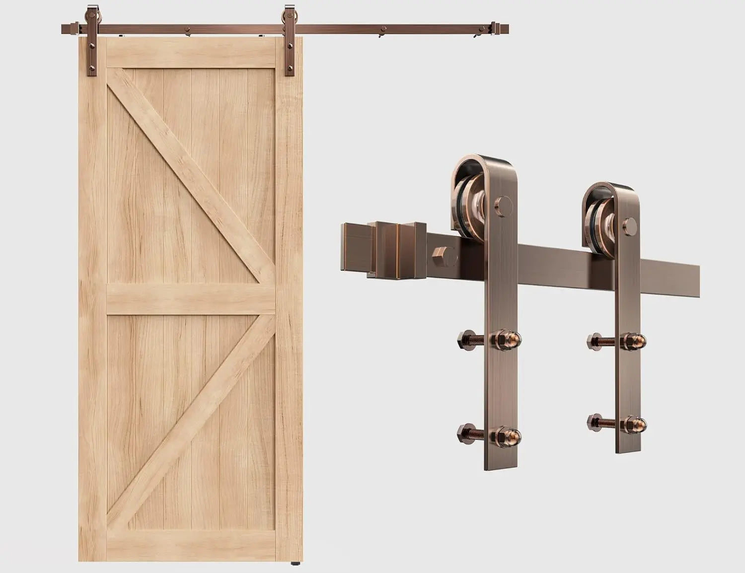 6.6FT Colorful Sliding Barn Door Hardware Track Kit for 1 Doors, J Shape(No Door) 