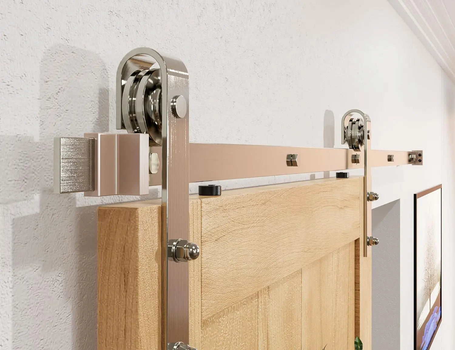 6.6FT Colorful Sliding Barn Door Hardware Track Kit for 1 Doors, J Shape(No Door) 