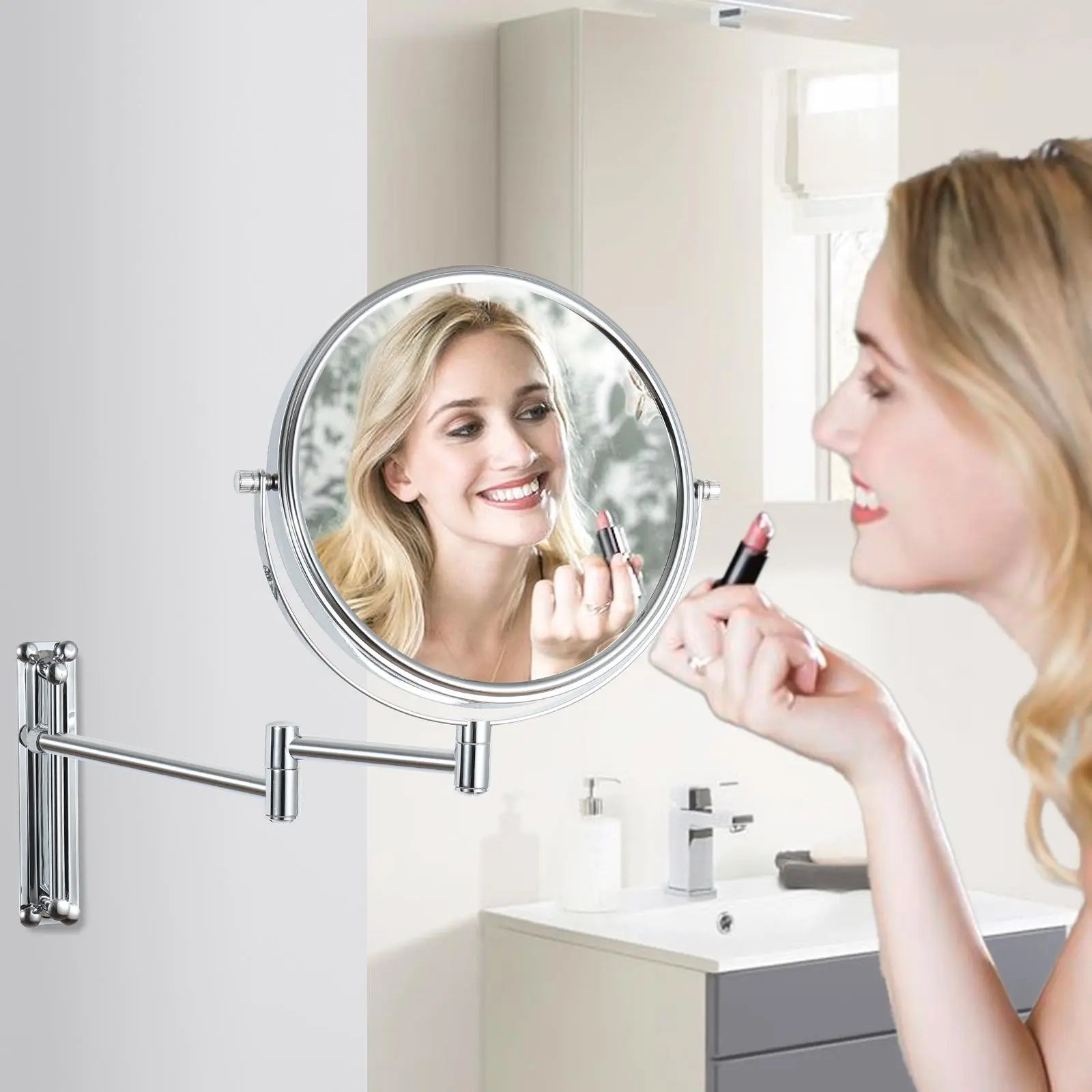 8-inch Height Adjustable Pivot Mirrors for Bathrooms 