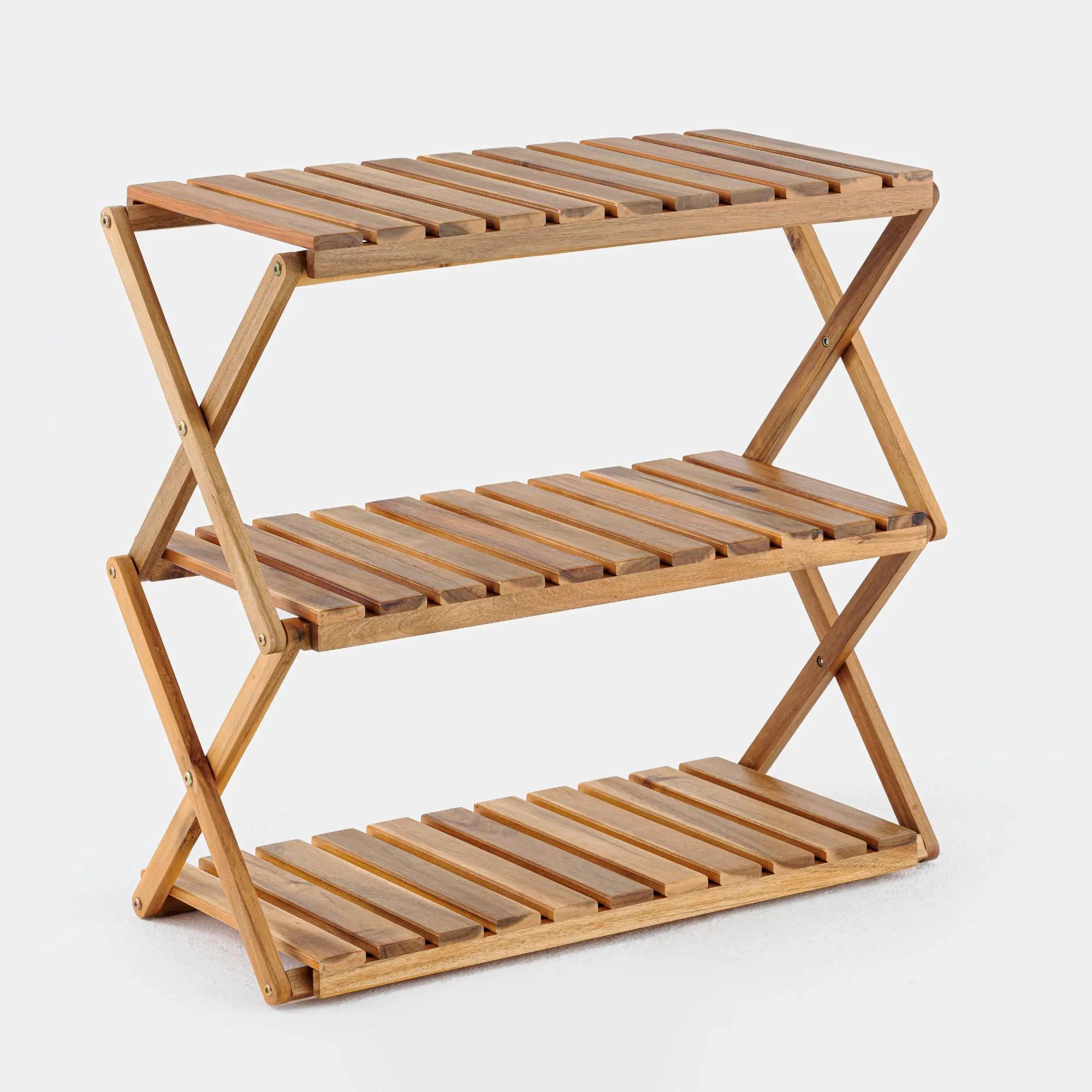 Acacia 3 Tiers Wooden Plants Stand Foldable Shoe Rack 