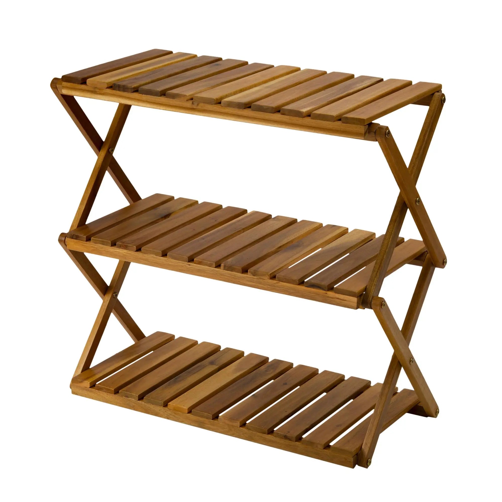 Acacia 3 Tiers Wooden Plants Stand Foldable Shoe Rack 