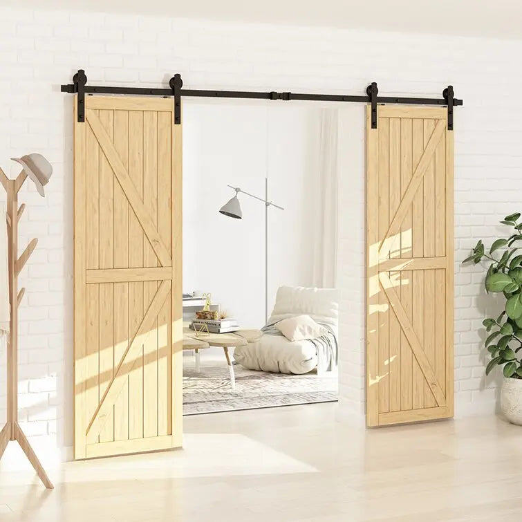 Barn Door Track Kit for Double Door (No Door) 