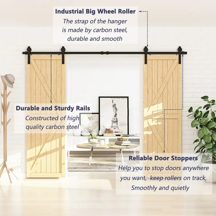 Barn Door Track Kit for Double Door (No Door) 