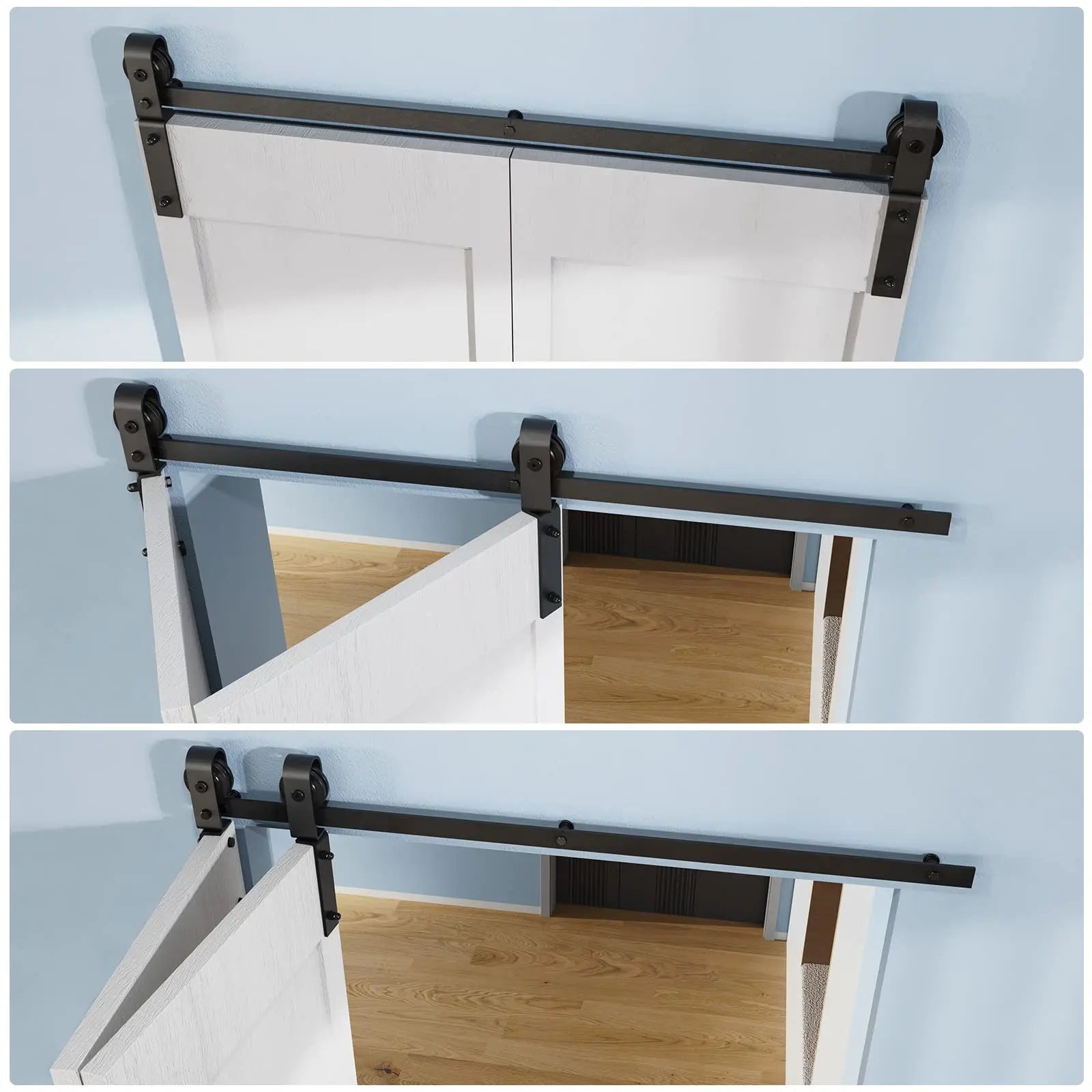 Bi-Folding Sliding Barn Door Hardware Track Kit (No Door) 