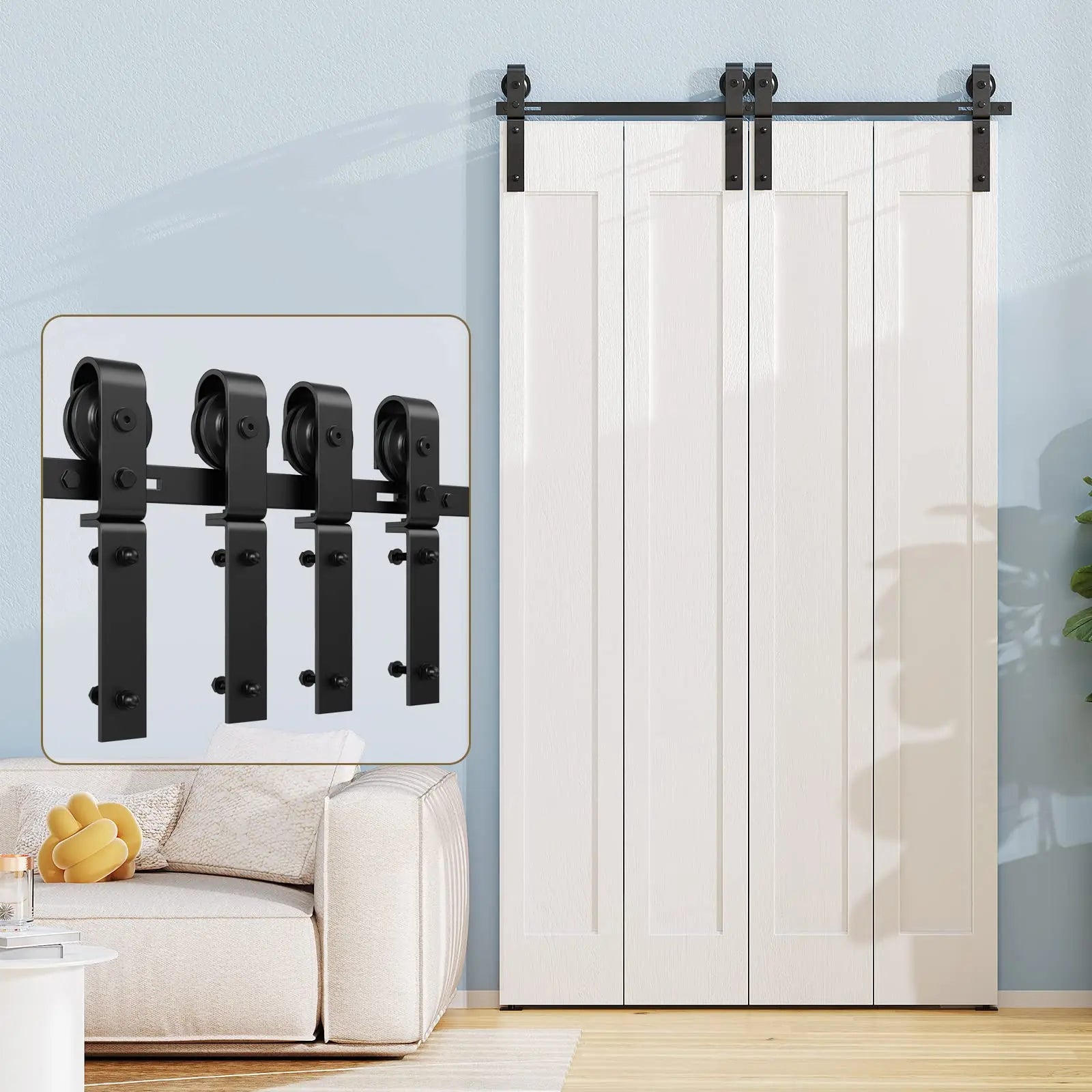 Bi-Folding Sliding Barn Door Hardware Track Kit (No Door) 