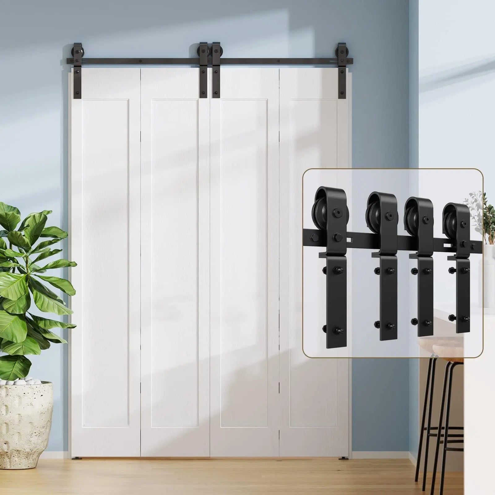 Bi-Folding Sliding Barn Door Hardware Track Kit (No Door) 