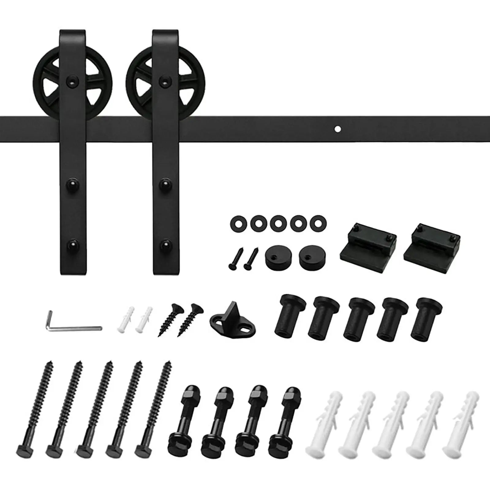 Big Spoke Wheel Roller Sliding Barn Door Hardware Kit (No Door) 