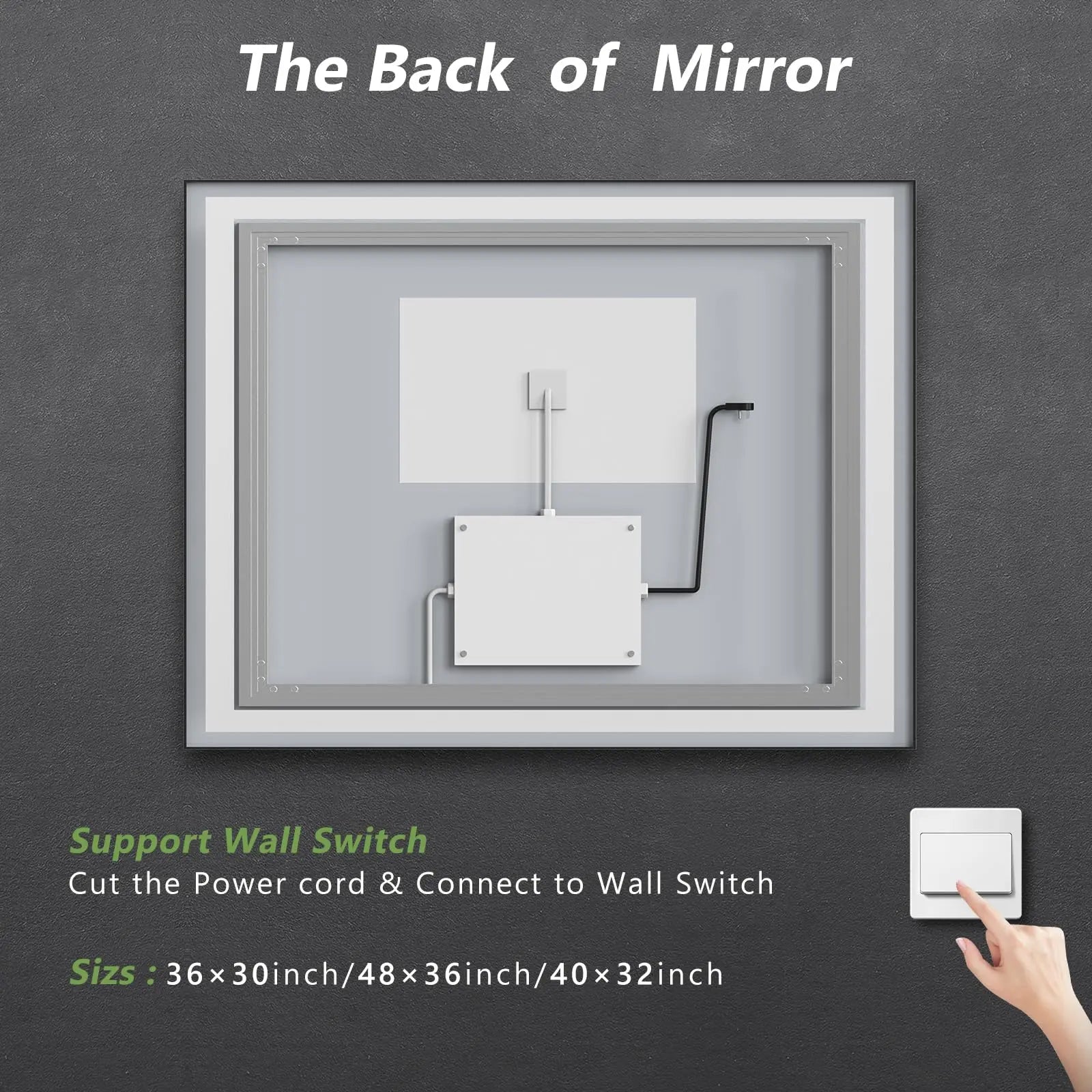 Black Aluminum Framed LED Bathroom Mirror 