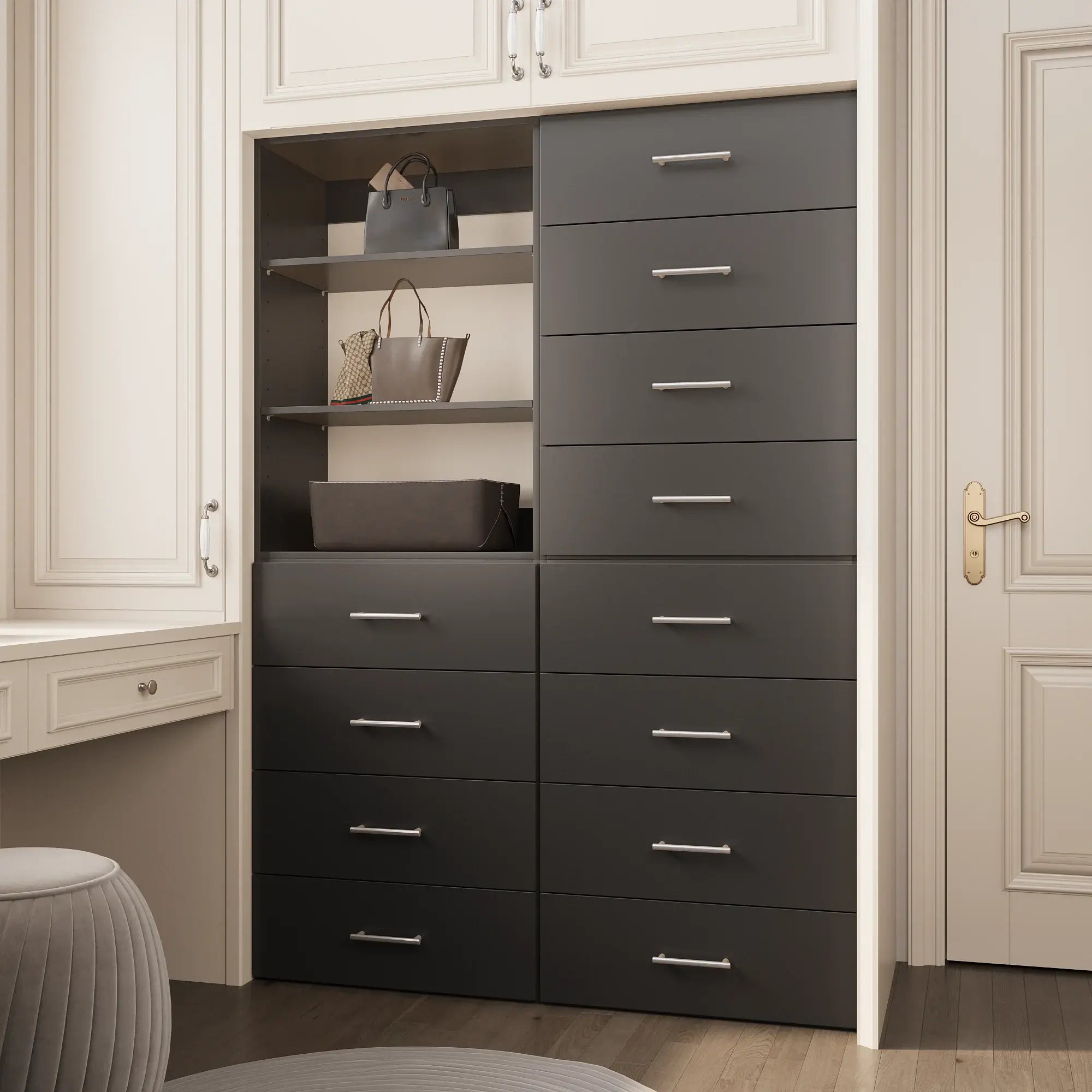 Black Storage Armoire With Drawers 