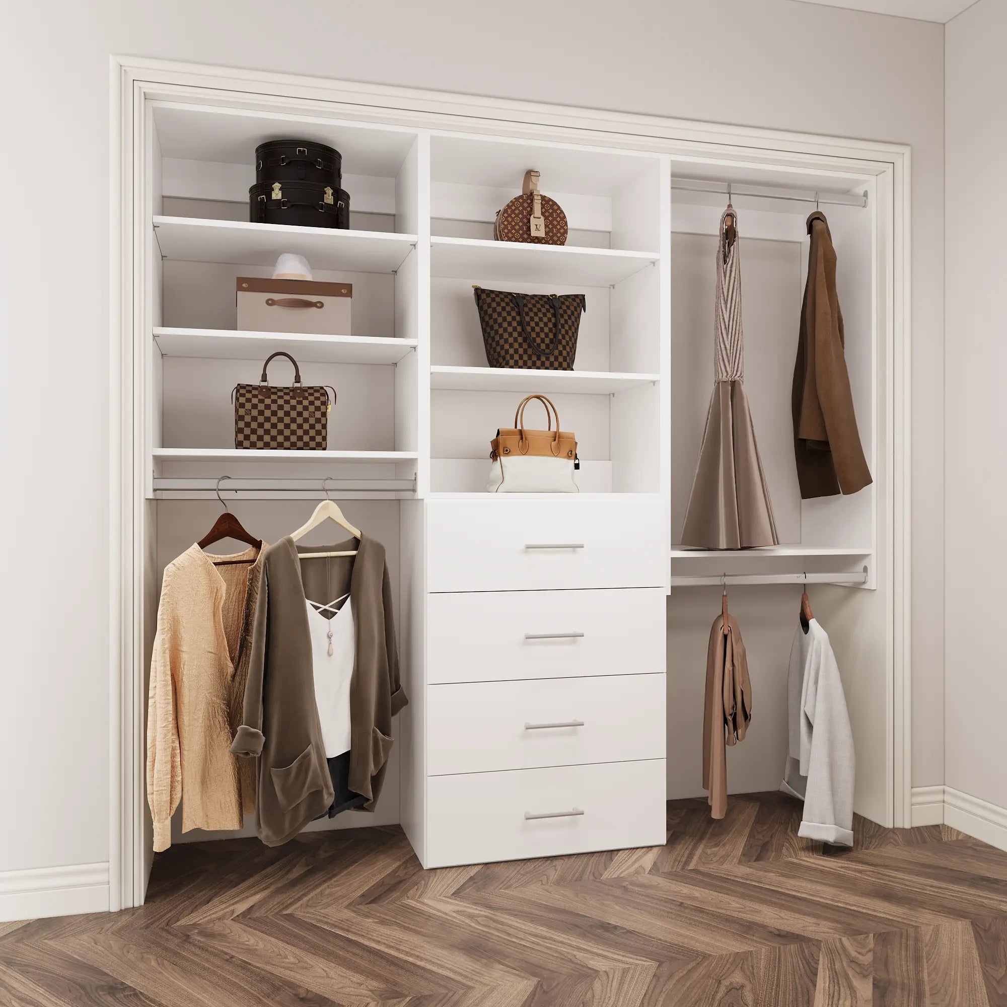 Closet Organizing System With Drawers 