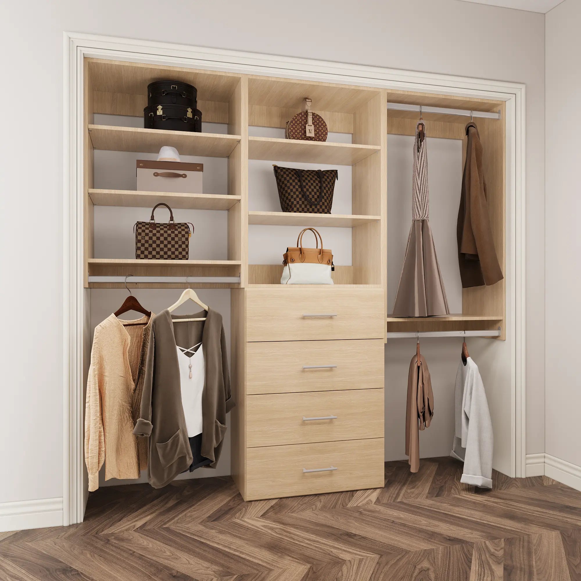 Closet Organizing System With Drawers 