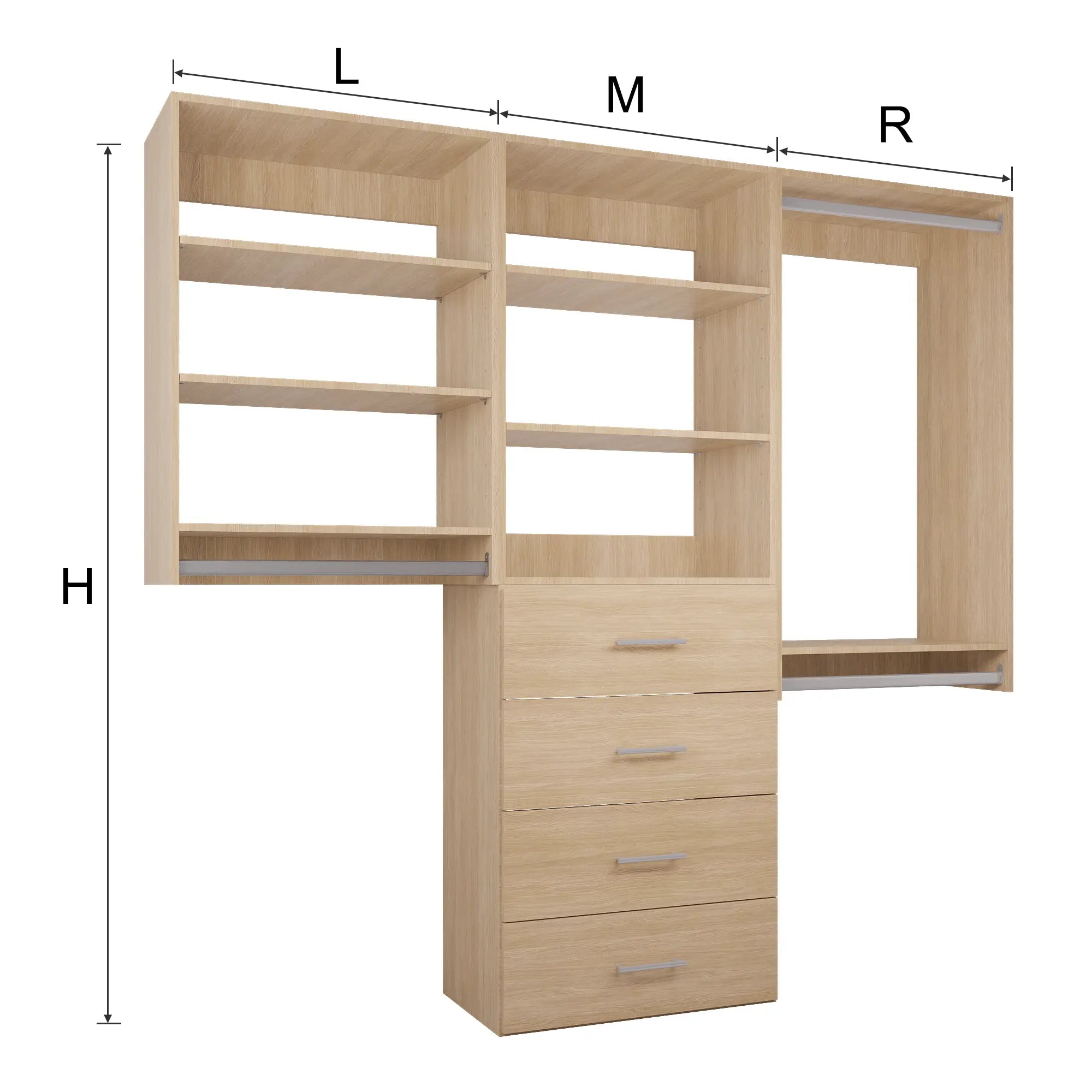 Closet Organizing System With Drawers 