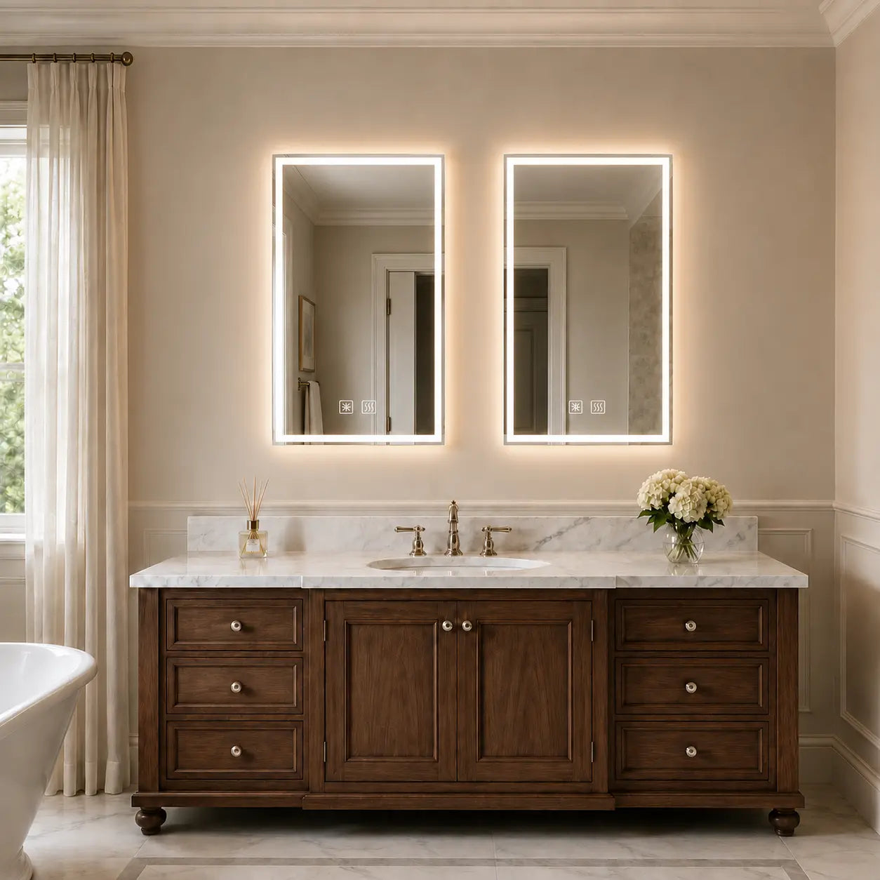 Compact Center Glow LED Bathroom Mirror 