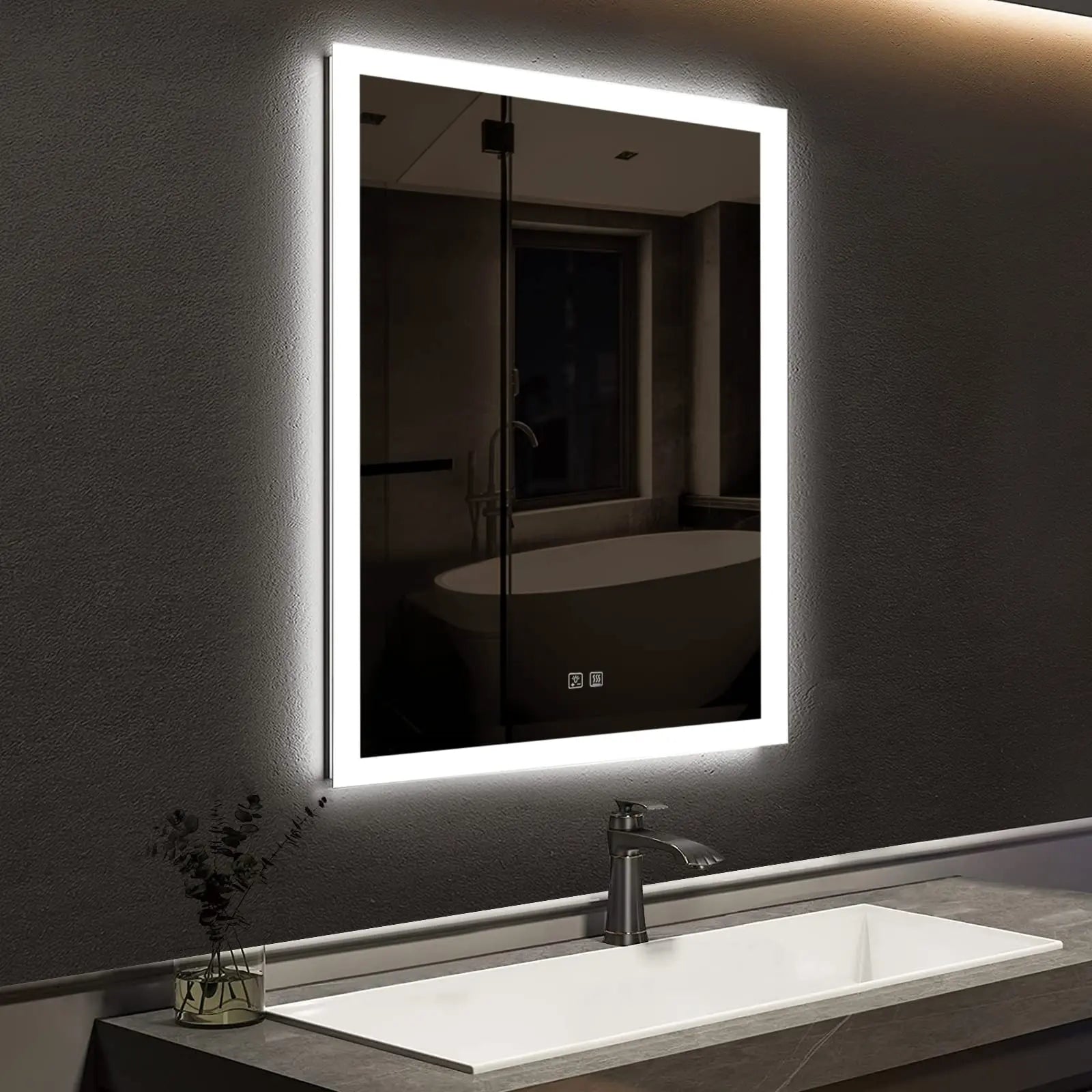 Compact Edge Glow LED Bathroom Mirror 