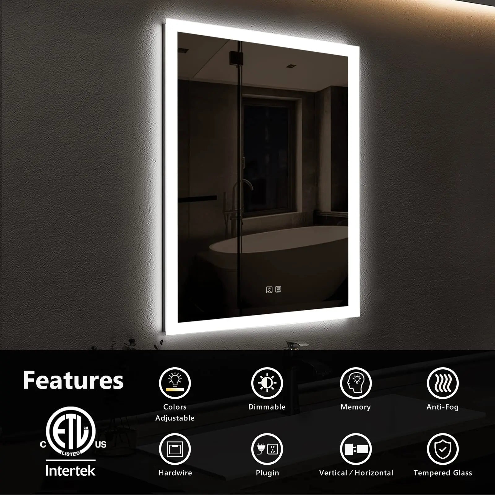 Compact Edge Glow LED Bathroom Mirror 