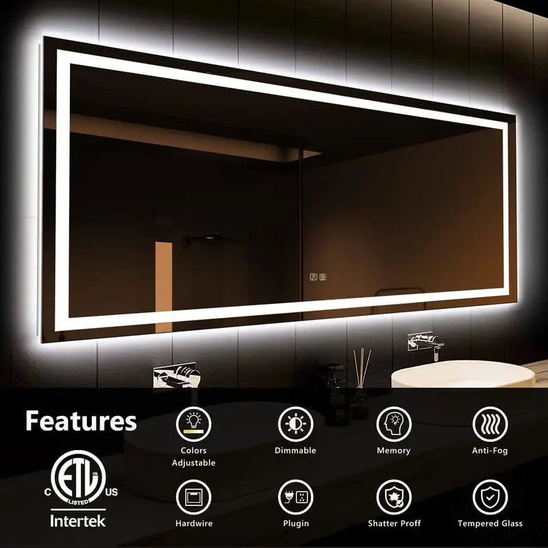 Deluxe Center Glow LED Bathroom Mirror 