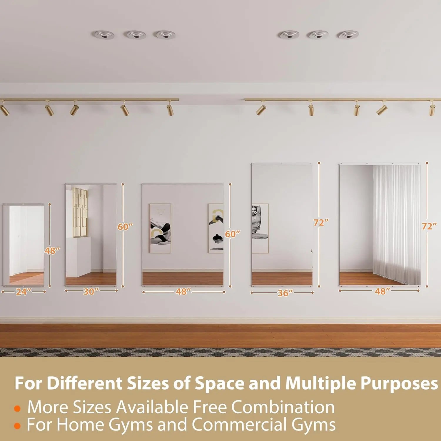 HAUSVITA  2 PCS Frameless Home Gym Mirror 