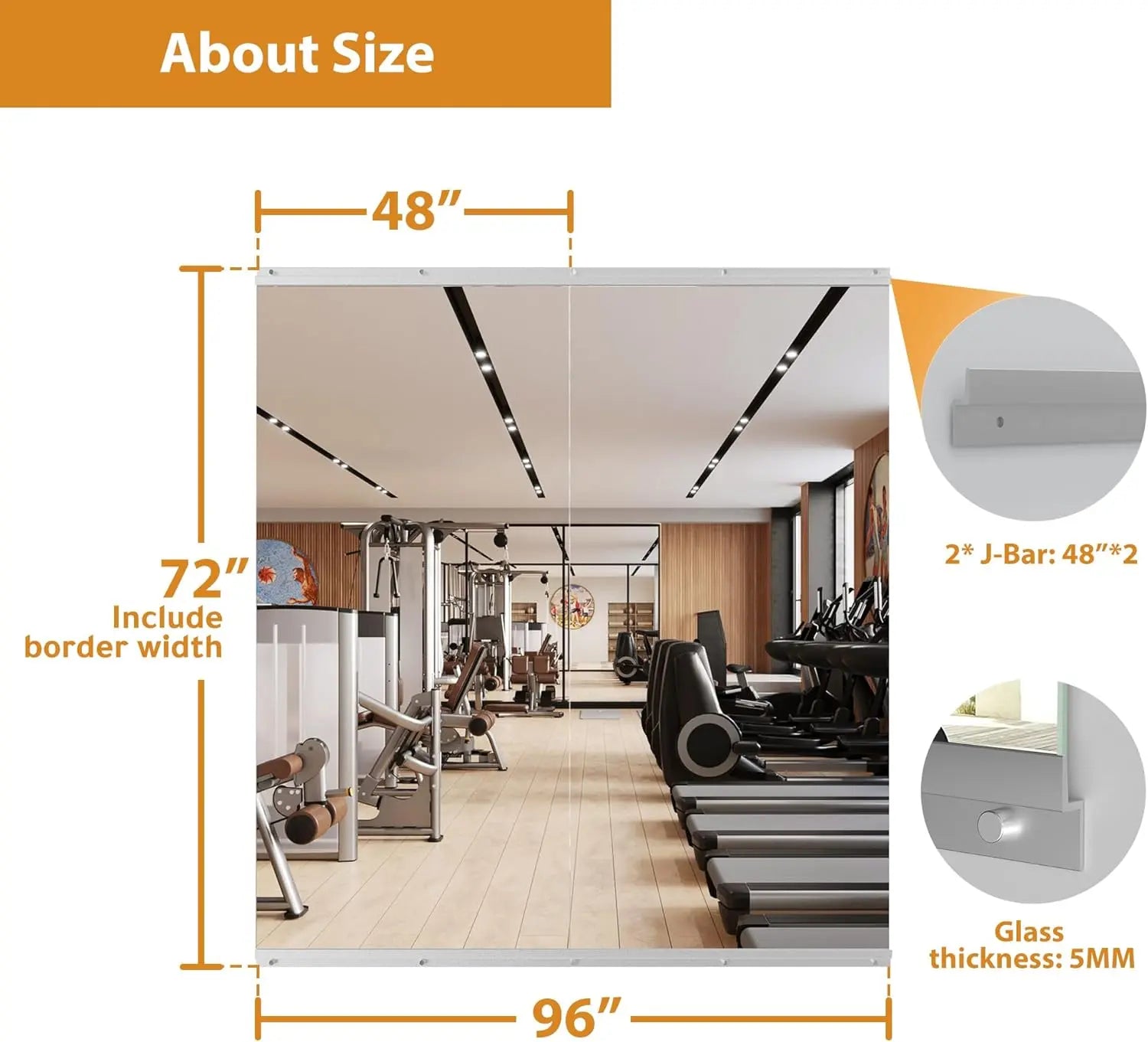 HAUSVITA  2 PCS Frameless Home Gym Mirror 