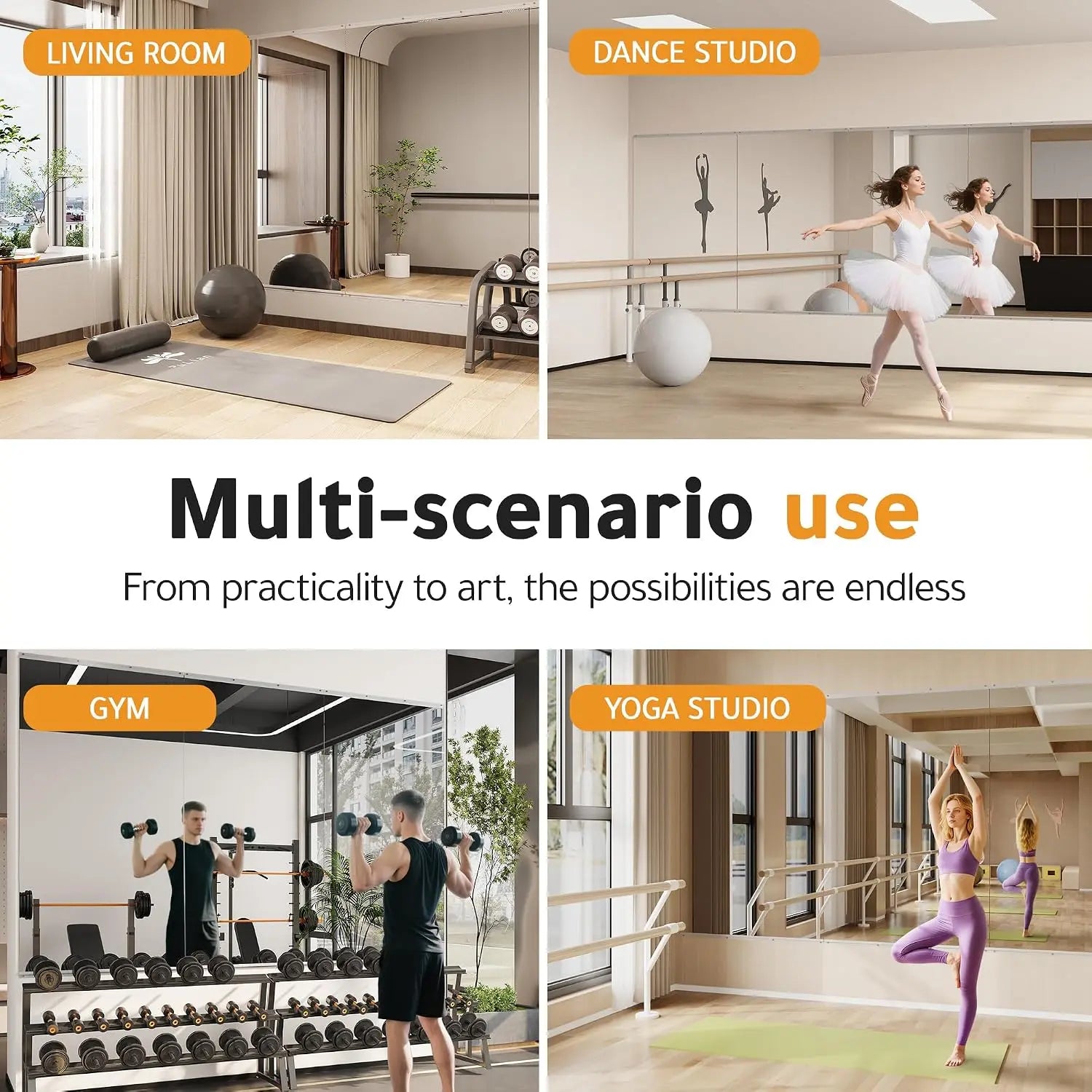 HAUSVITA  2 PCS Frameless Home Gym Mirror 