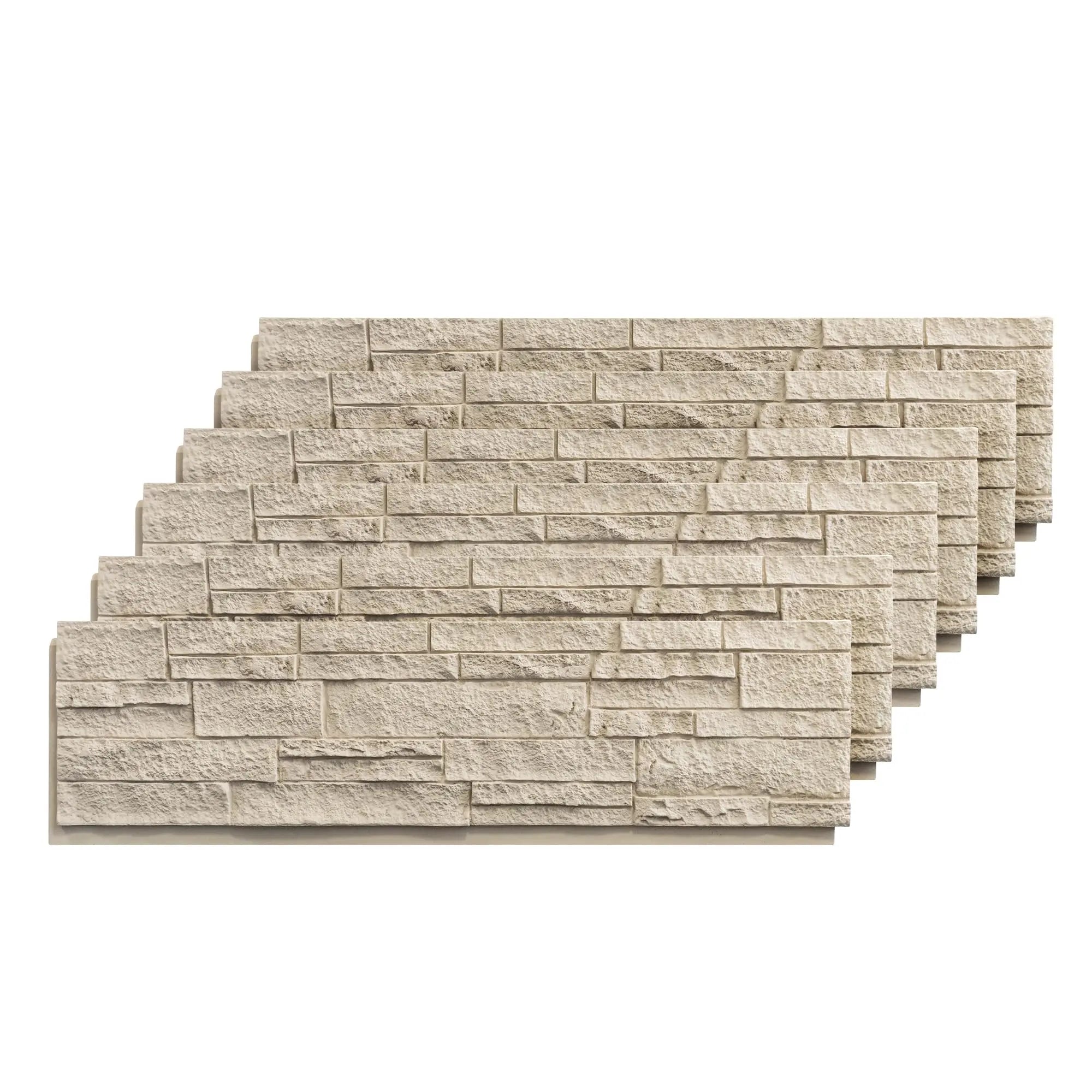 HAUSVITA 6-Packs  Faux Stone Wall Covering Panels 