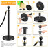 HAUSVITA 6PCS Black Velvet Rope Stanchion Post with Stainless Steel Gold Stanchions 