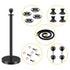 HAUSVITA 6PCS Black Velvet Rope Stanchion Post with Stainless Steel Gold Stanchions 