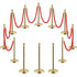 HAUSVITA 6PCS Black Velvet Rope Stanchion Post with Stainless Steel Gold Stanchions 