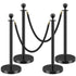 HAUSVITA 6PCS Black Velvet Rope Stanchion Post with Stainless Steel Gold Stanchions 