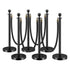 HAUSVITA 6PCS Black Velvet Rope Stanchion Post with Stainless Steel Gold Stanchions 