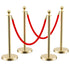 HAUSVITA 6PCS Black Velvet Rope Stanchion Post with Stainless Steel Gold Stanchions 