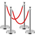 HAUSVITA 6PCS Black Velvet Rope Stanchion Post with Stainless Steel Gold Stanchions 