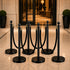HAUSVITA 6PCS Black Velvet Rope Stanchion Post with Stainless Steel Gold Stanchions 