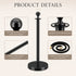 HAUSVITA 6PCS Black Velvet Rope Stanchion Post with Stainless Steel Gold Stanchions 