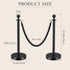 HAUSVITA 6PCS Black Velvet Rope Stanchion Post with Stainless Steel Gold Stanchions 