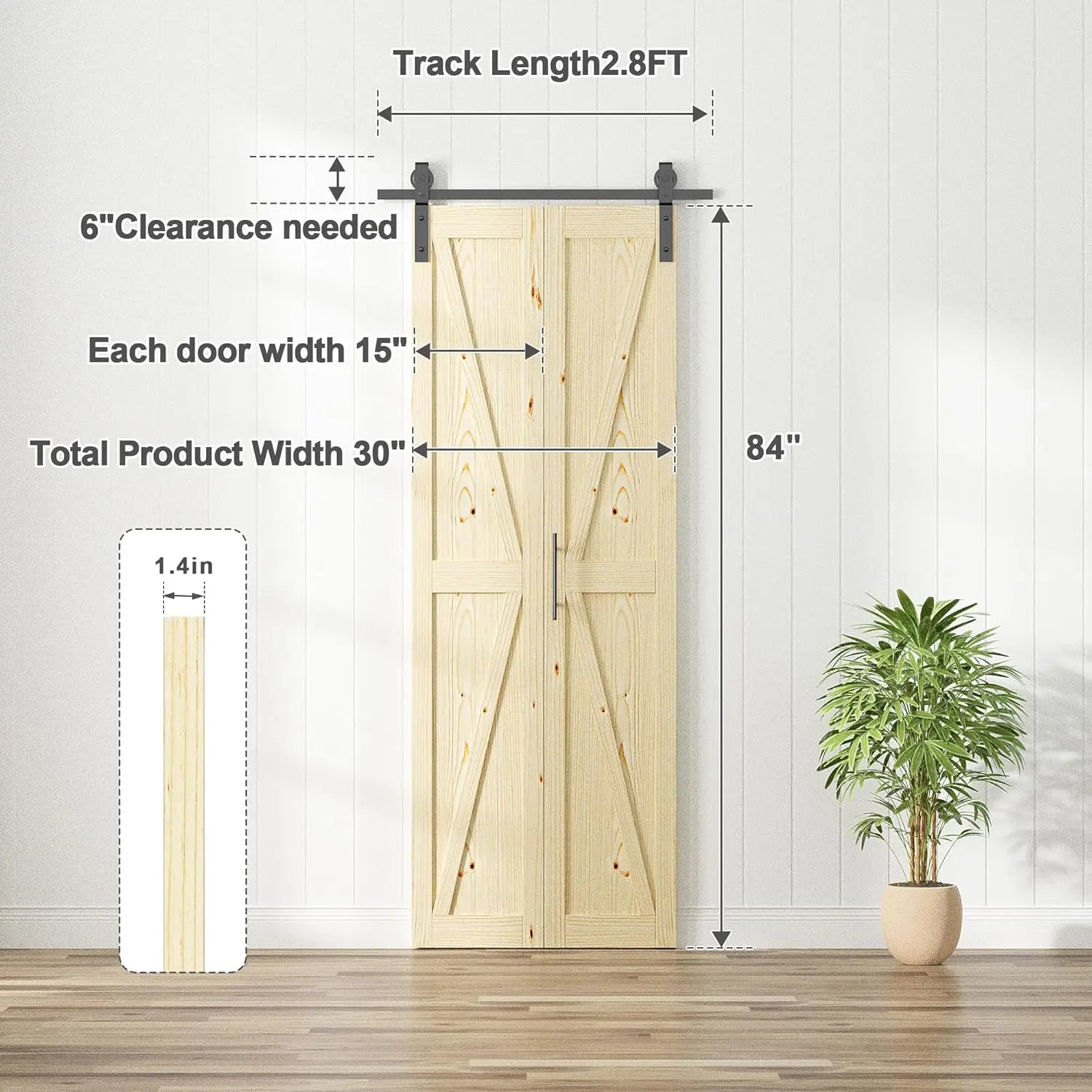 HAUSVITA  Bifold Barn Door with Hardware Kit 