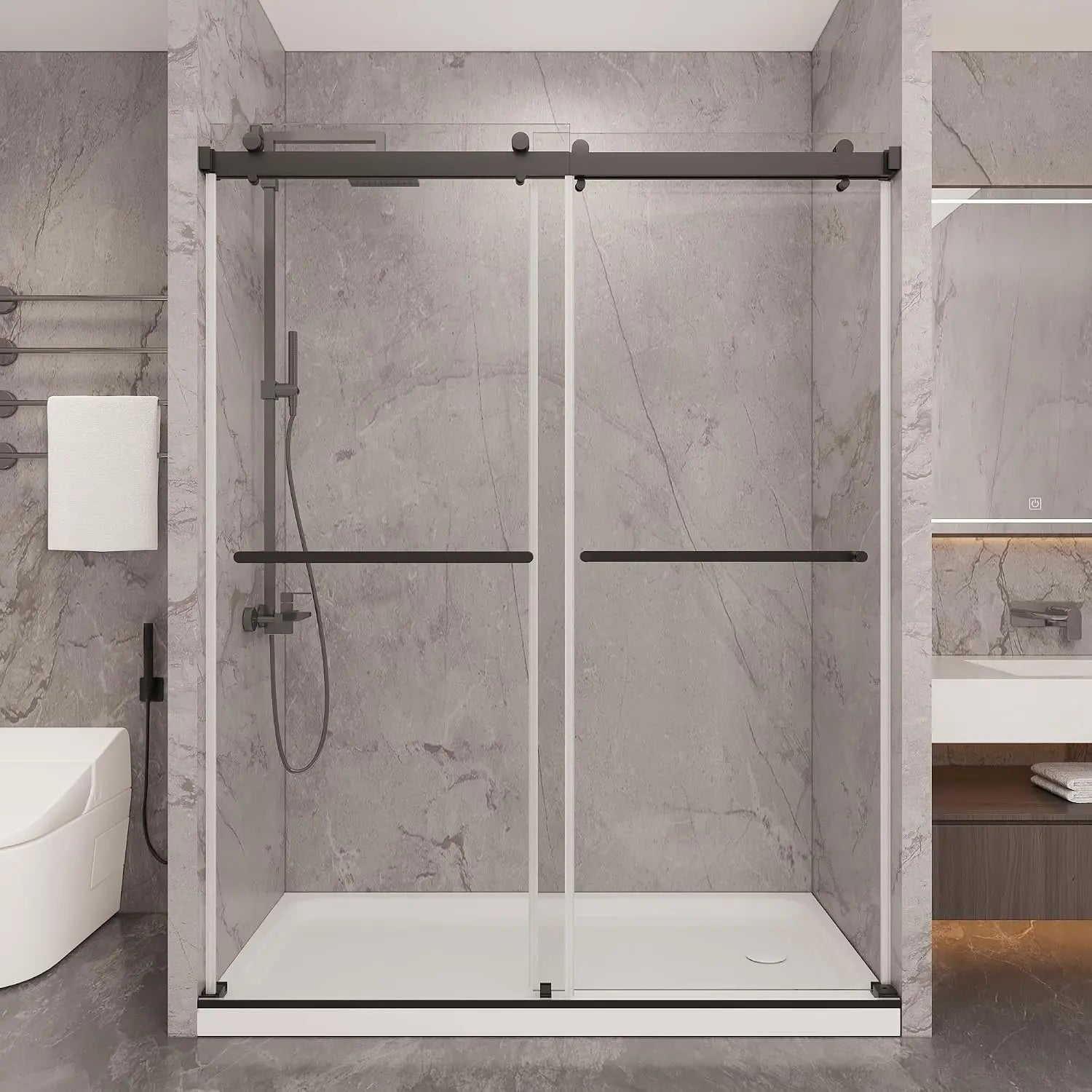 HAUSVITA  Frameless Double Sliding Shower Door 