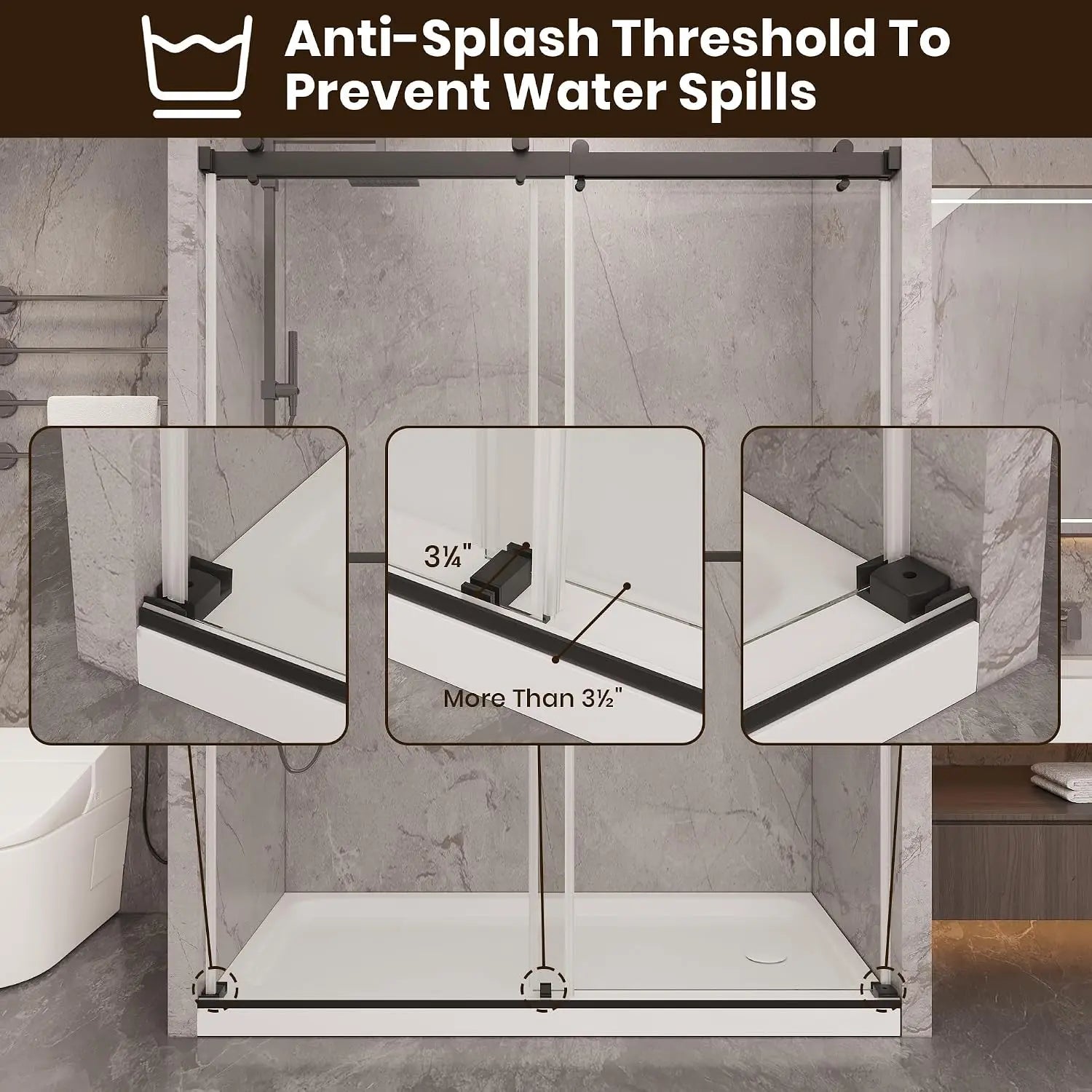 HAUSVITA  Frameless Double Sliding Shower Door 