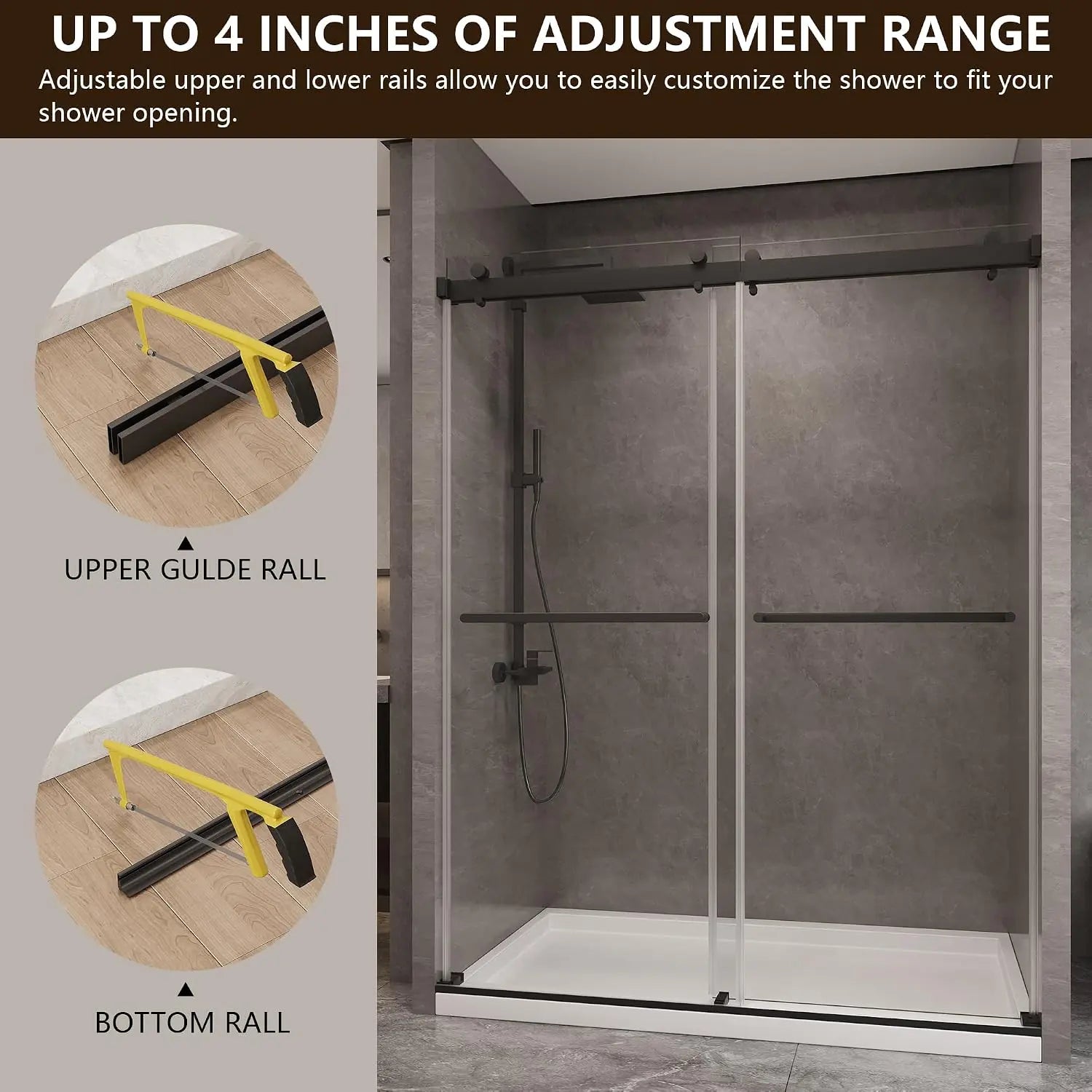 HAUSVITA  Frameless Double Sliding Shower Door 