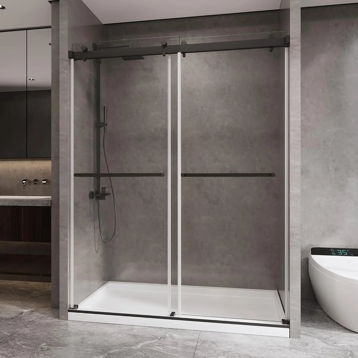 HAUSVITA  Frameless Double Sliding Shower Door 