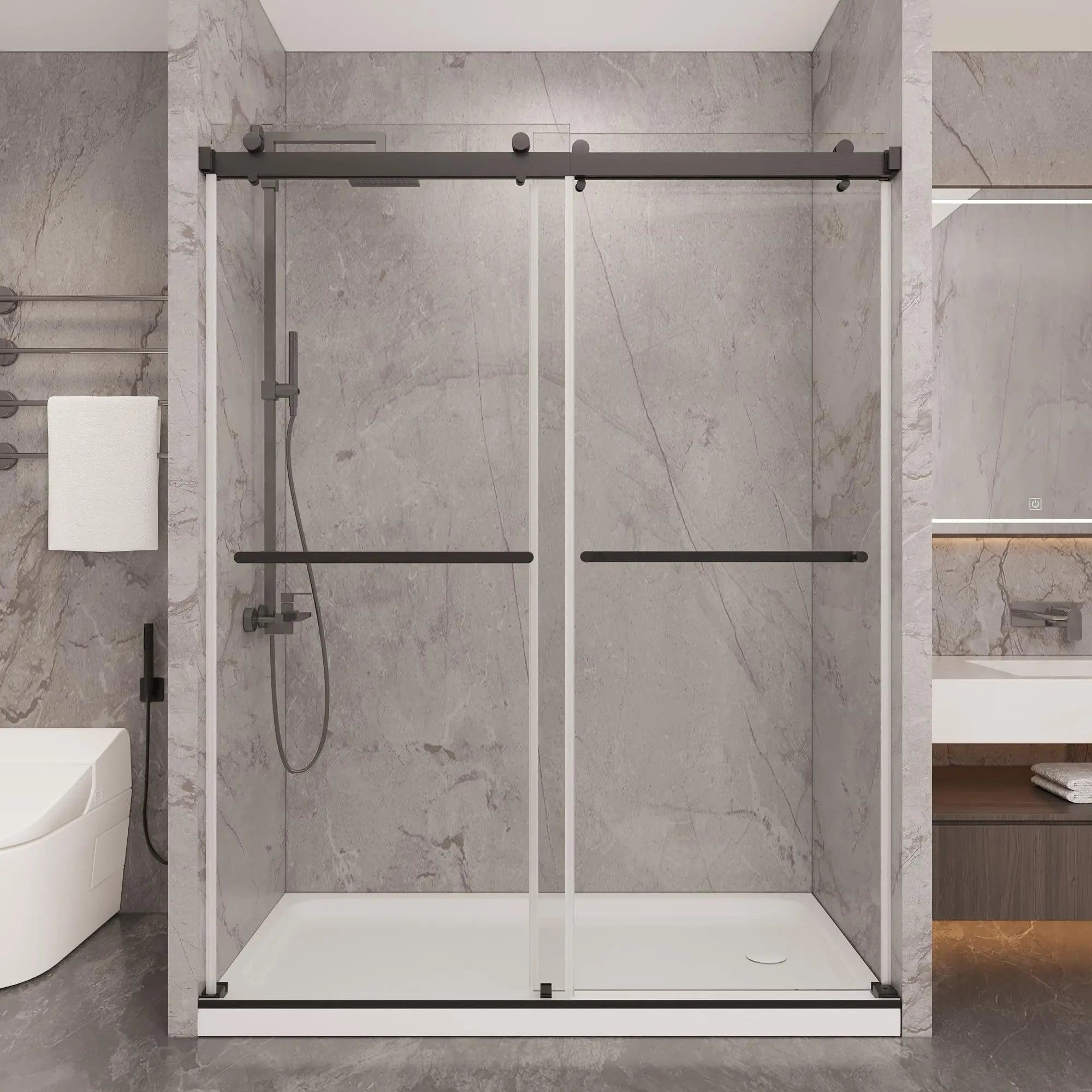 HAUSVITA  Frameless Double Sliding Shower Door 