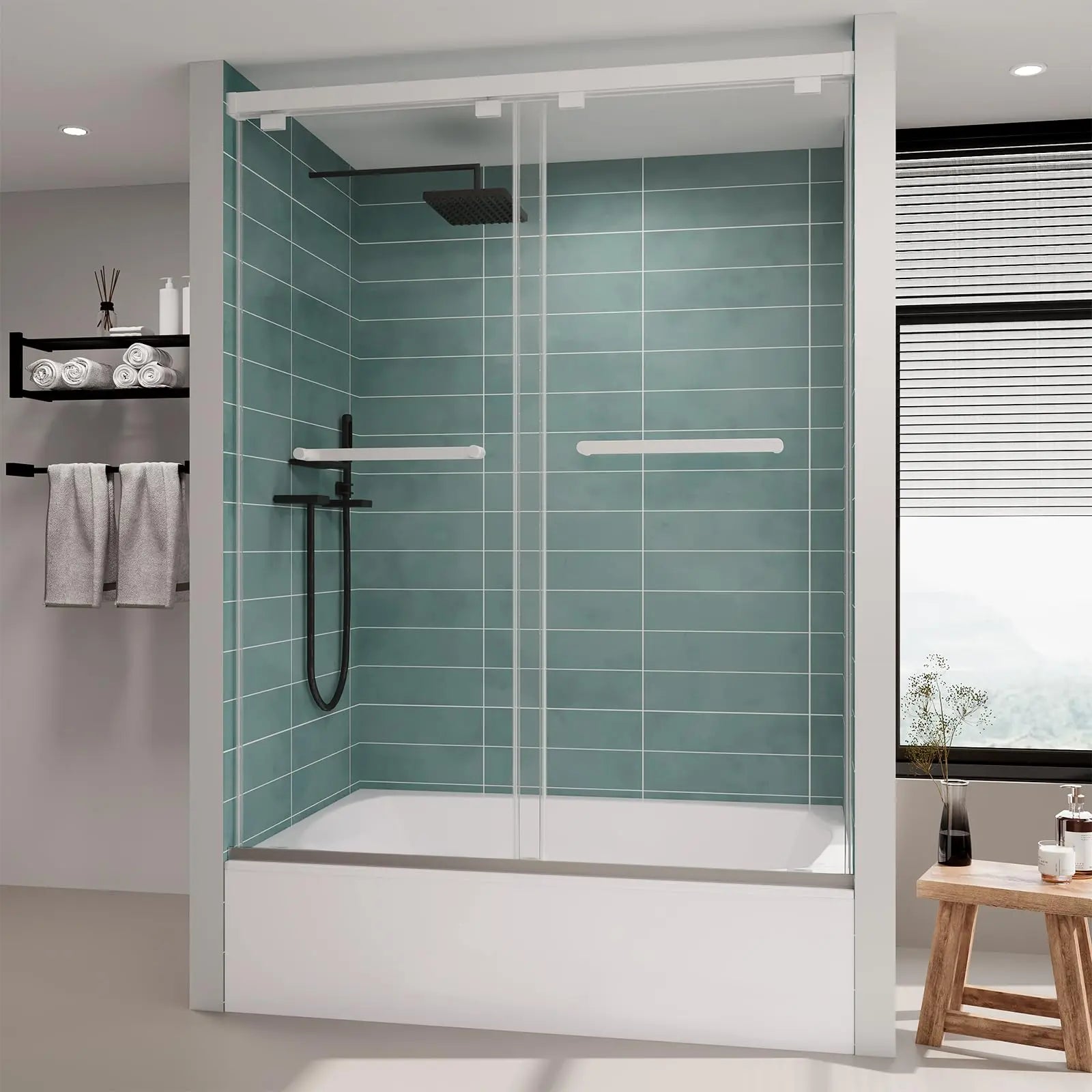 HAUSVITA  Frameless Double Sliding Shower Door 