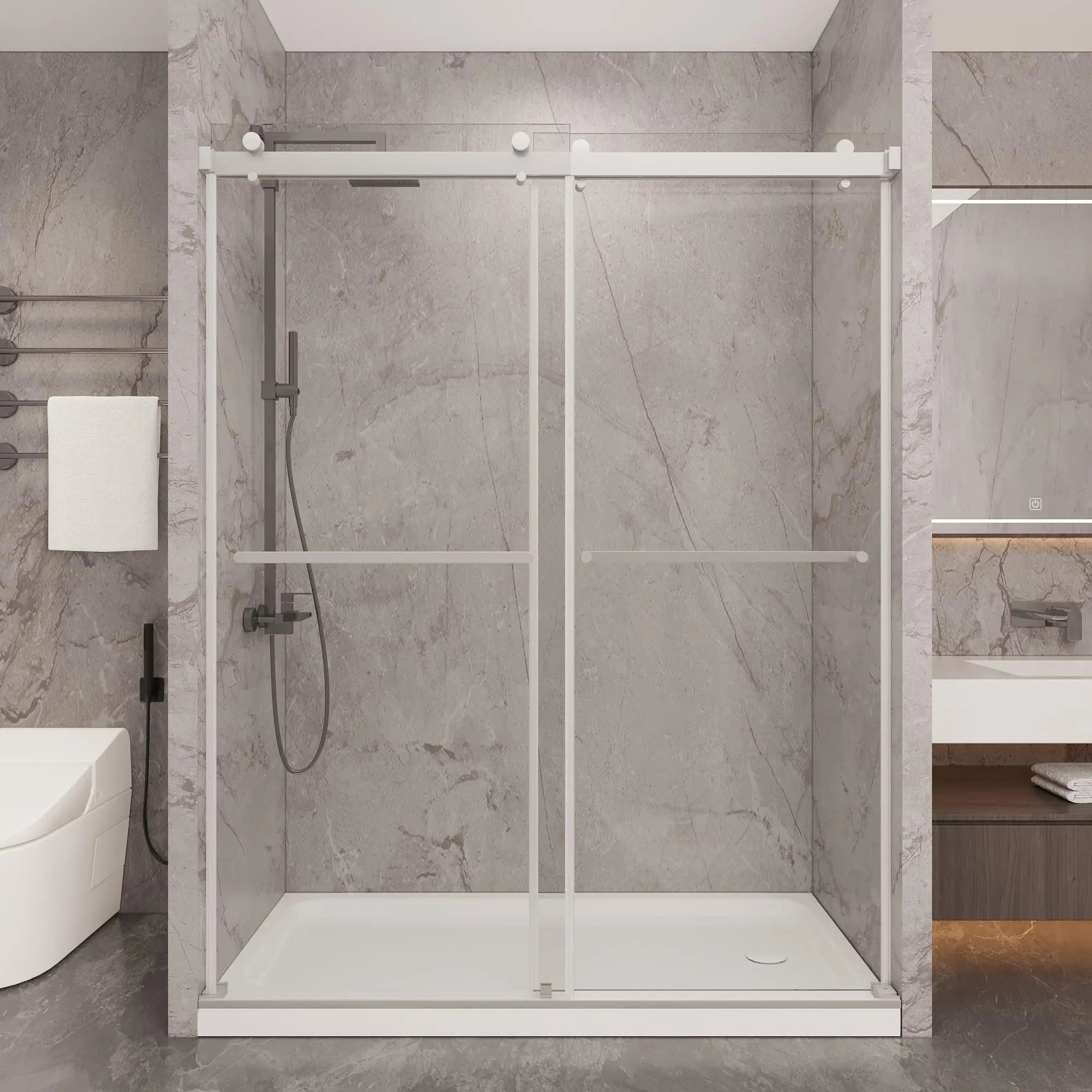 HAUSVITA  Frameless Double Sliding Shower Door 