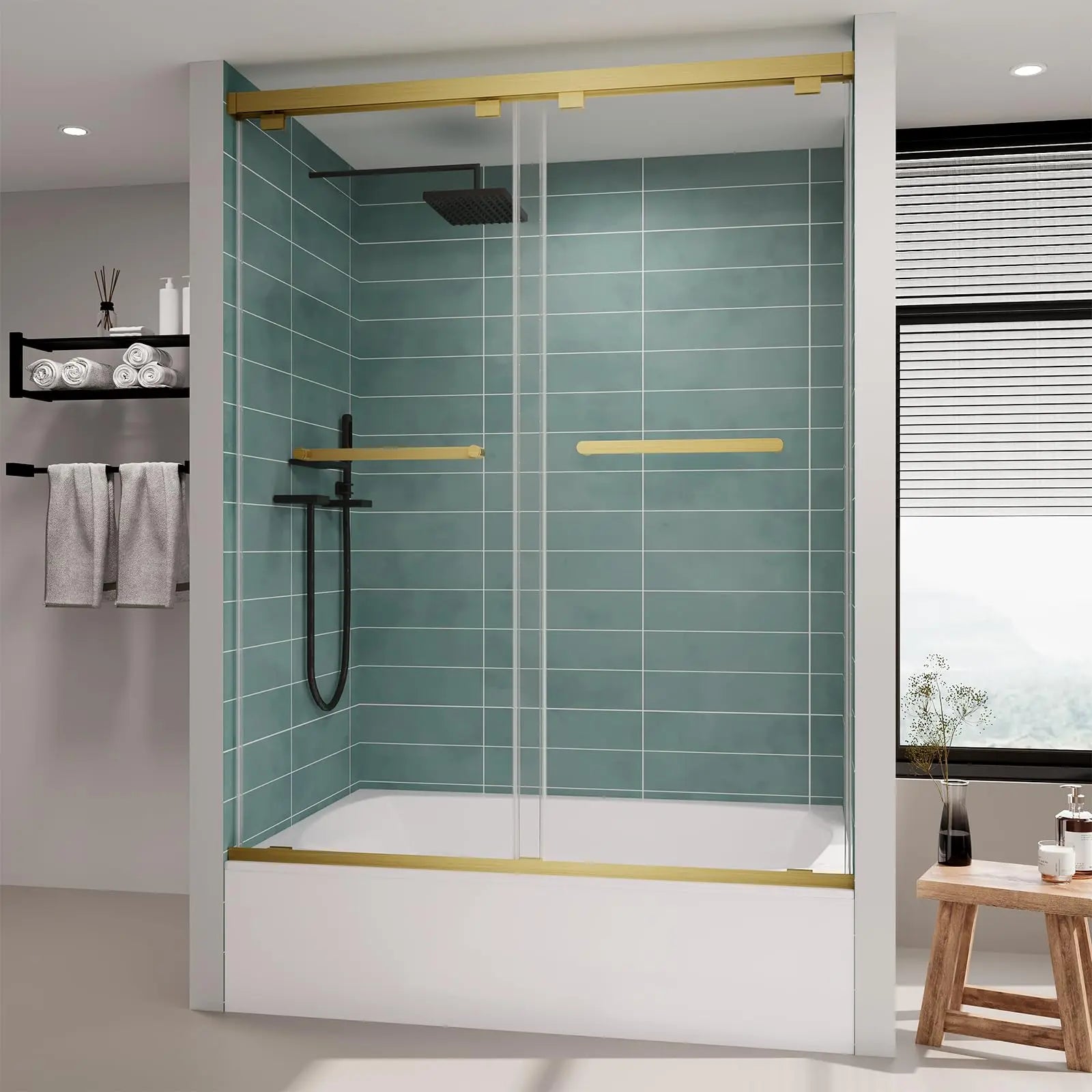 HAUSVITA  Frameless Double Sliding Shower Door 